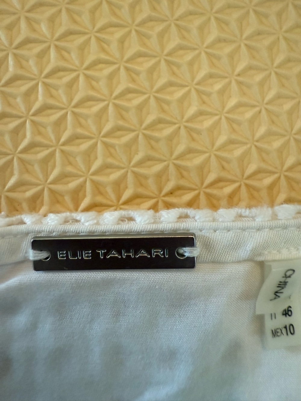 Elie Tahari White Eyelet Square-Neck Midi Dress Size 10 - Picture 3 of 10